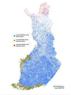 Namn på olika språk på grundkartan